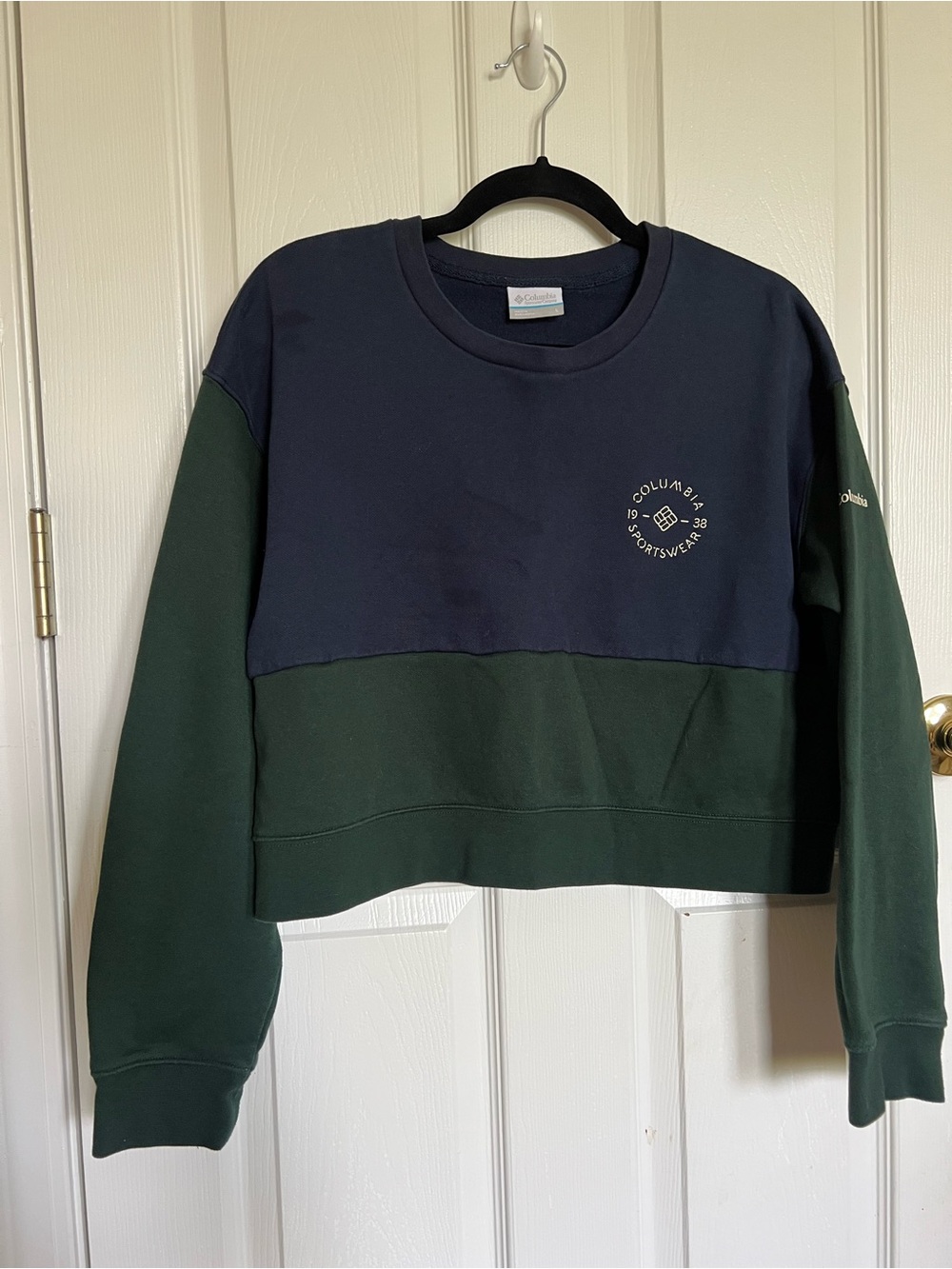Women’s Cropped Boxy Sweatshirt Columbia Navy/green Size Large